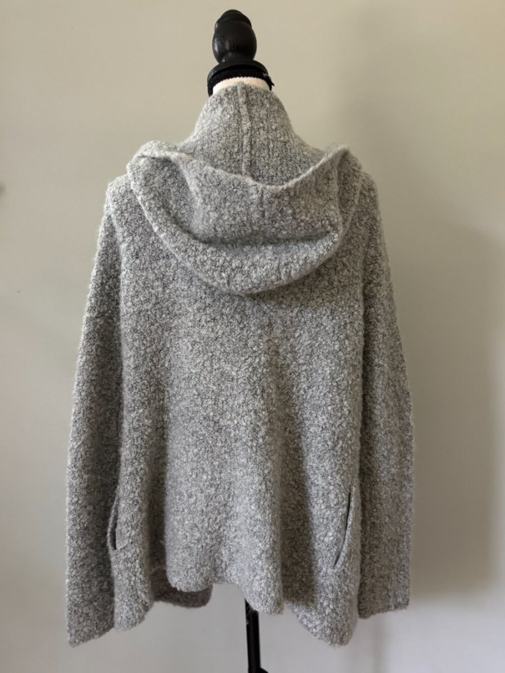 Joie "Handwyn" Grey Boucle Hooded Open-Front Cardigan — Size S Like New - Picture 3 of 5